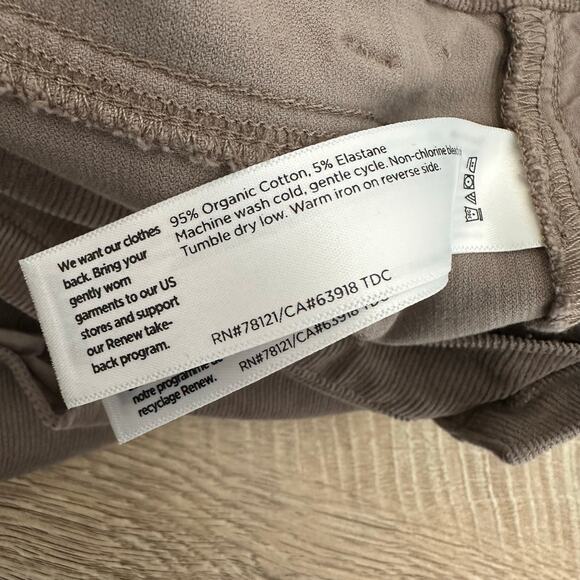 Eileen Fisher Organic Cotton Stretch Corduroy Straight Pant Taupe S - Picture 7 of 12
